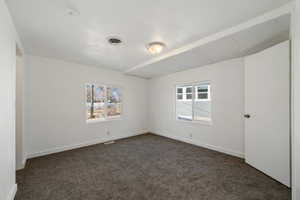 Carpeted empty room featuring a wealth of natural light