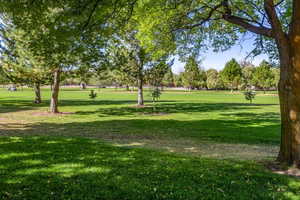 View of home's golf community with a yard