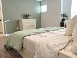 Bedroom with carpet