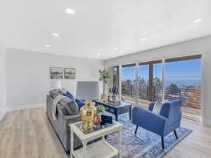 Living room featuring light wood-type flooring