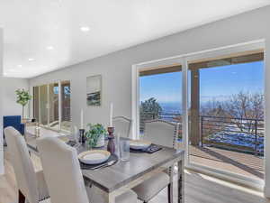 Dining room with light wood-type flooring