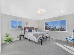 Bedroom featuring carpet