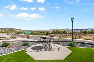 View of patio / terrace with a mountain view