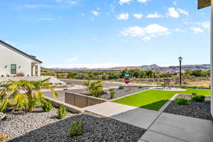 View of yard with a mountain view