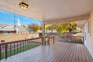 Wooden deck with a lawn