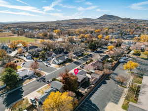 Aerial view featuring a mountain view