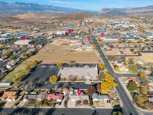 Drone / aerial view featuring a mountain view