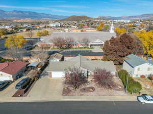 Aerial view featuring a mountain view