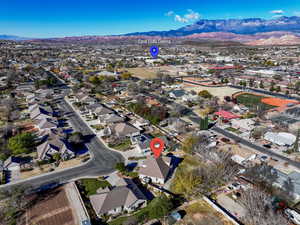 Drone / aerial view with a mountain view