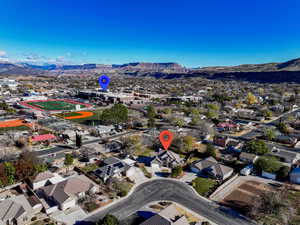 Aerial view featuring a mountain view