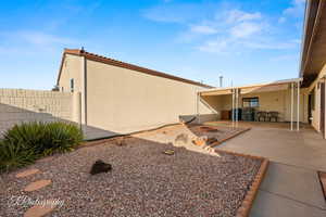 Exterior space with a patio area