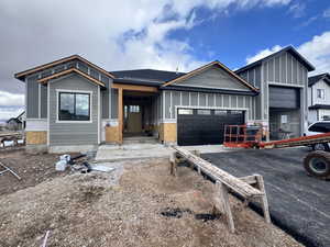 View of front of home with a garage