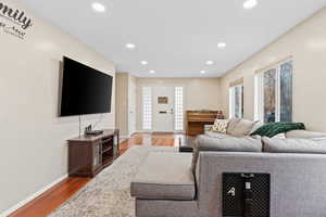 Living room featuring hardwood / wood-style flooring