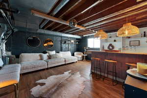 Living room featuring hardwood / wood-style flooring