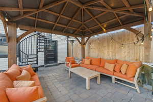 View of patio / terrace featuring a gazebo and outdoor lounge area