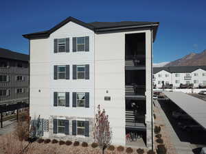 Exterior space with a mountain view