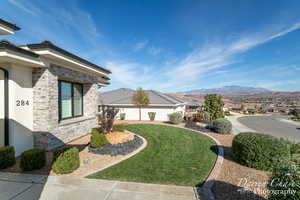 Exterior space featuring a mountain view