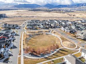 Birds eye view of property with a mountain view