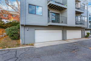 View of front of property with a garage