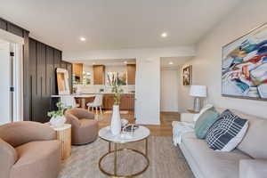 Living room featuring light hardwood / wood-style flooring