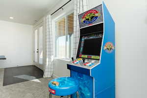 Playroom featuring dark tile patterned floors