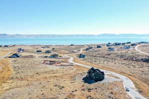 Bird's eye view featuring a water and mountain view