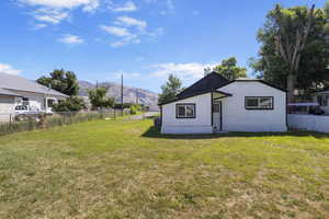 Exterior space featuring a mountain view