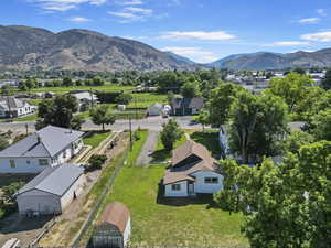 Aerial view featuring a mountain view