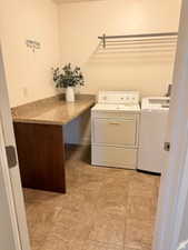 Laundry area featuring washing machine and clothes dryer