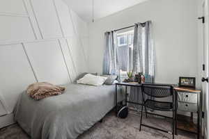 Bedroom with carpet floors