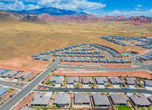 Bird's eye view with a mountain view