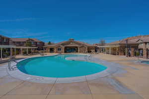 View of pool featuring a patio