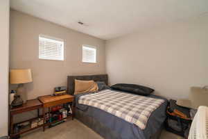 Bedroom featuring carpet