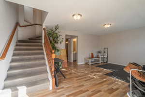 Stairs with wood-type flooring