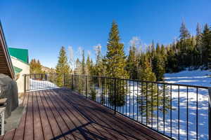 View of snow covered deck