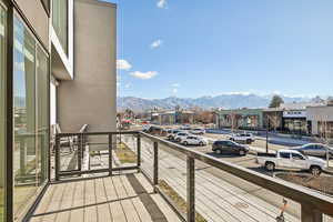 Balcony with a mountain view