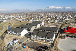 Drone / aerial view with a mountain view