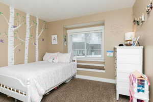 Bedroom with carpet flooring