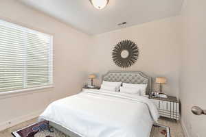 Bedroom with carpet floors