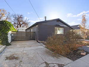 View of home's exterior featuring a garage