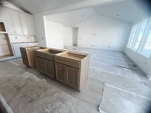 Kitchen with vaulted ceiling