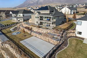 Drone / aerial view featuring a mountain view