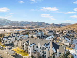 Birds eye view of property with a mountain view