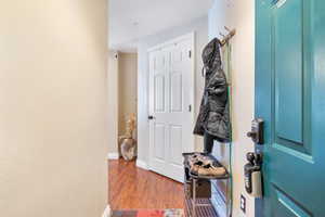 Interior space featuring dark hardwood / wood-style floors