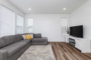 Living room featuring hardwood / wood-style floors