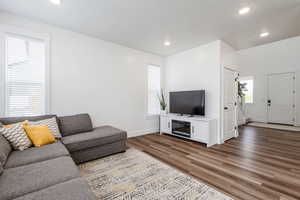 Living room featuring wood-type flooring