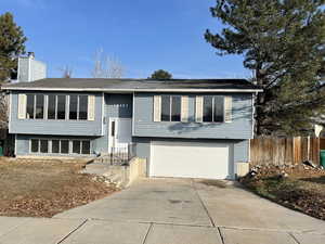 Split foyer home with a garage