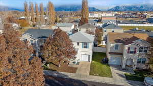 Aerial view featuring a mountain view