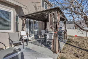 View of patio with a gazebo