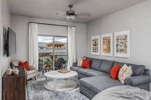 Living room with ceiling fan